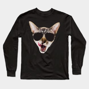cool cat with glasses Long Sleeve T-Shirt